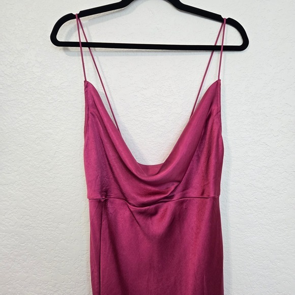 Lioness Walk The Line Midi Dress US 6 AU 10 Pink Cowl Neck Slip Slit - Picture 3 of 7
